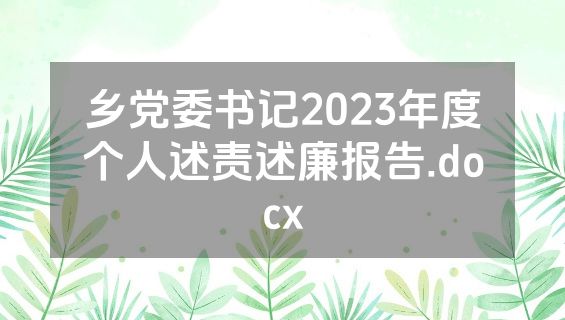 乡党委书记2023年度个人述责述廉报告.docx