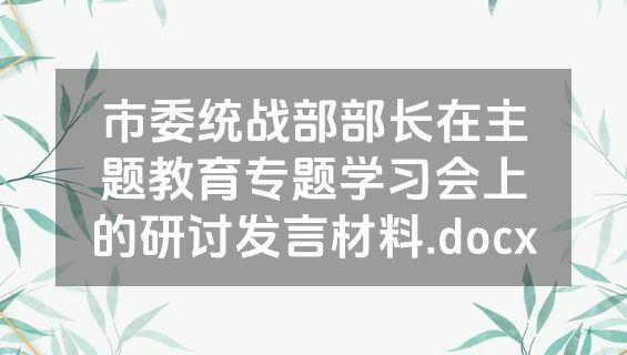 市委统战部部长在主题教育专题学习会上的研讨发言材料.docx