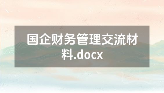 国企财务管理交流材料.docx