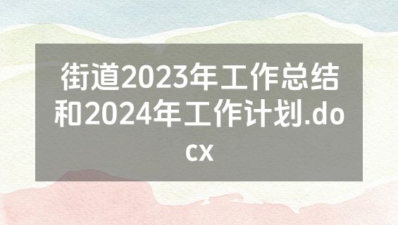 街道2023年工作总结和2024年工作计划.docx