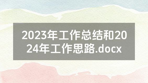 2023年工作总结和2024年工作思路.docx