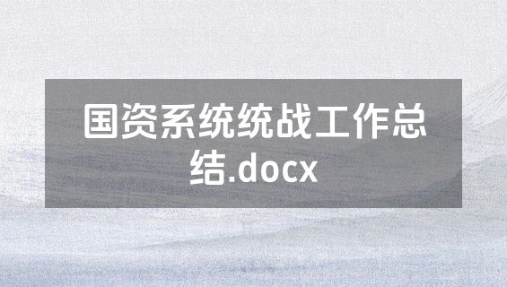 国资系统统战工作总结.docx