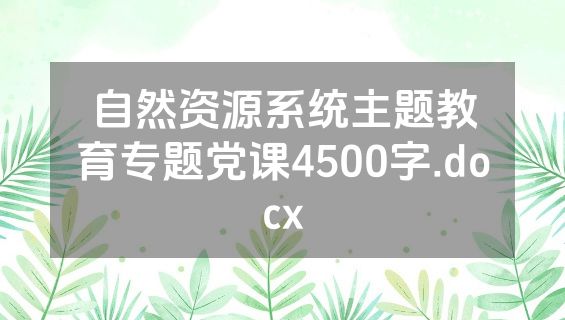 自然资源系统主题教育专题党课4500字.docx