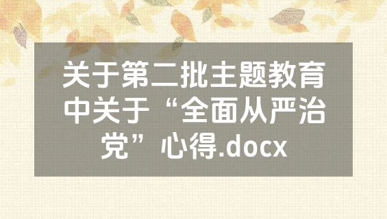 关于第二批主题教育中关于“全面从严治党”心得.docx