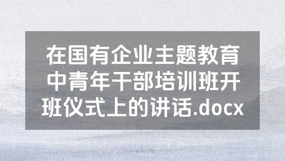 在国有企业主题教育中青年干部培训班开班仪式上的讲话.docx