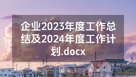 企业2023年度工作总结及2024年度工作计划.docx