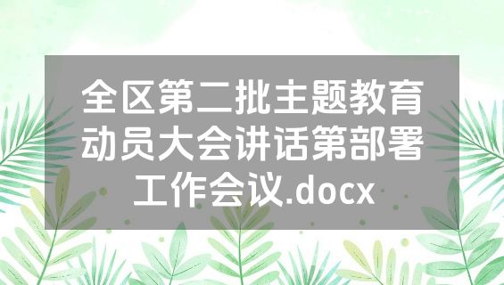 全区第二批主题教育动员大会讲话第部署工作会议.docx