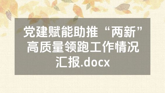 党建赋能助推“两新”高质量领跑工作情况汇报.docx