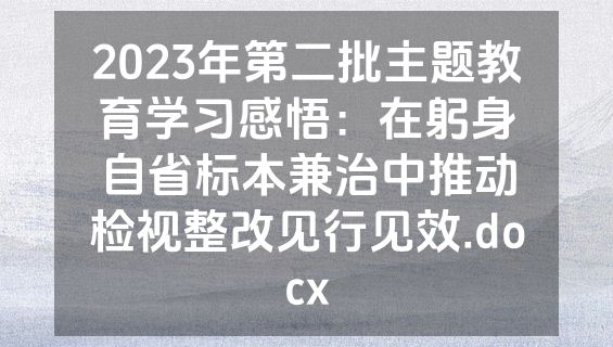 2023年第二批主题教育学习感悟：在躬身自省标本兼治中推动检视整改见行见效.docx