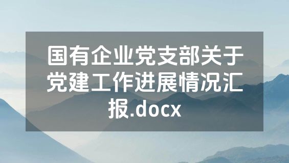国有企业党支部关于党建工作进展情况汇报.docx