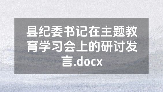 县纪委书记在主题教育学习会上的研讨发言.docx
