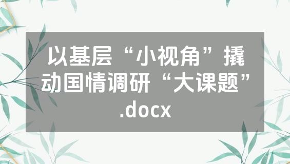 以基层“小视角”撬动国情调研“大课题”.docx