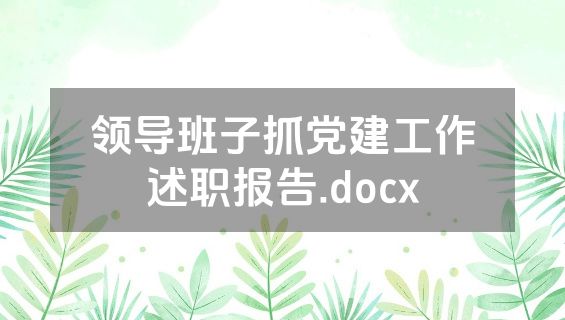 领导班子抓党建工作述职报告.docx