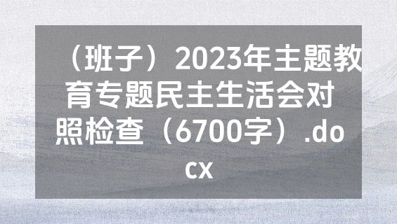 （班子）2023年主题教育专题民主生活会对照检查（6700字）.docx