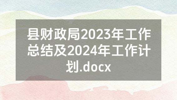 县财政局2023年工作总结及2024年工作计划.docx