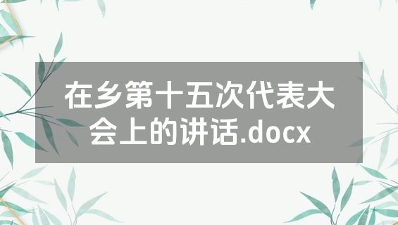 在乡第十五次代表大会上的讲话.docx