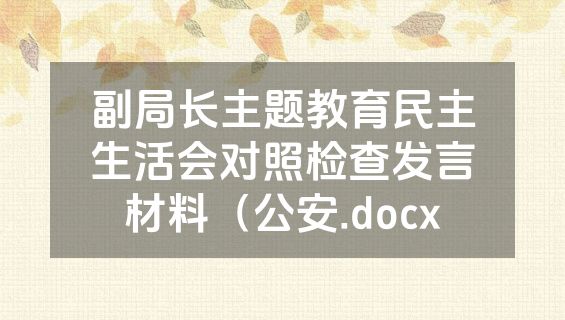 副局长主题教育民主生活会对照检查发言材料（公安.docx