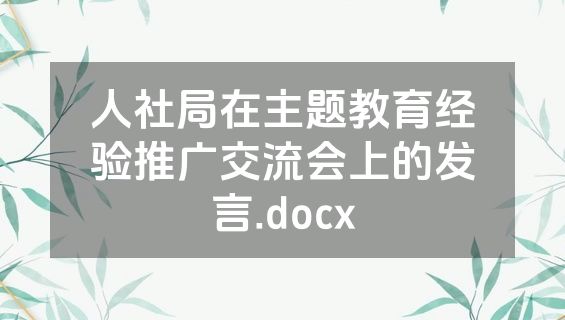 人社局在主题教育经验推广交流会上的发言.docx