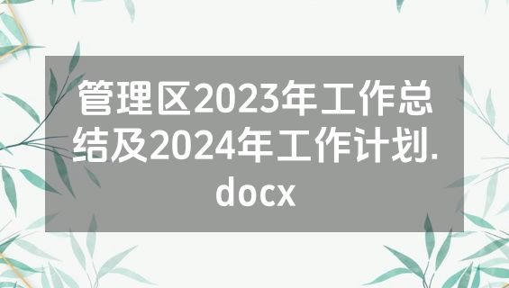 管理区2023年工作总结及2024年工作计划.docx