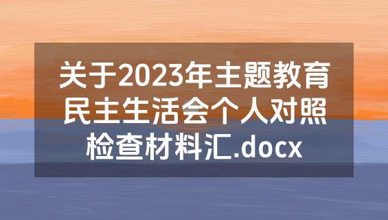 关于2023年主题教育民主生活会个人对照检查材料汇.docx