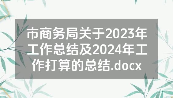 市商务局关于2023年工作总结及2024年工作打算的总结.docx
