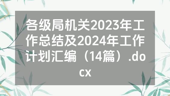 各级局机关2023年工作总结及2024年工作计划汇编（14篇）.docx