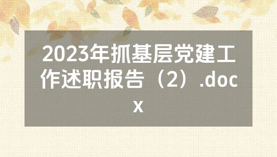 2023年抓基层党建工作述职报告（2）.docx