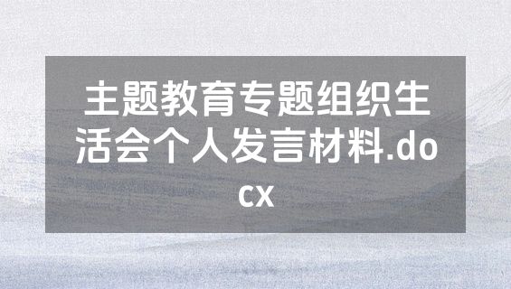 主题教育专题组织生活会个人发言材料.docx