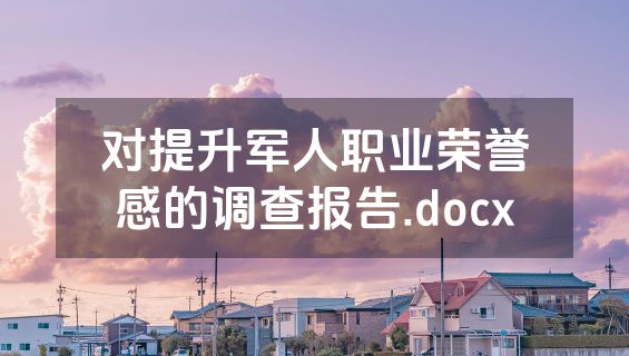 对提升军人职业荣誉感的调查报告.docx