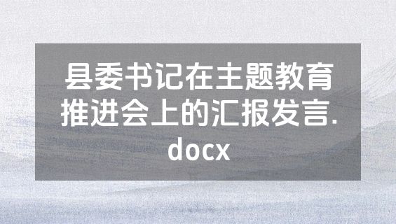 县委书记在主题教育推进会上的汇报发言.docx