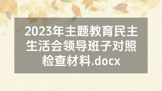 2023年主题教育民主生活会领导班子对照检查材料.docx