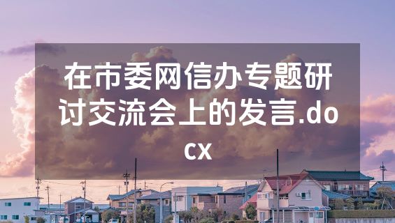 在市委网信办专题研讨交流会上的发言.docx