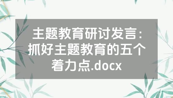 主题教育研讨发言：抓好主题教育的五个着力点.docx