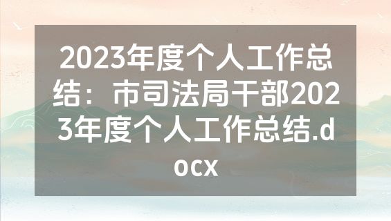 2023年度个人工作总结：市司法局干部2023年度个人工作总结.docx