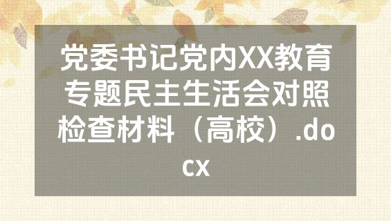 党委书记党内XX教育专题民主生活会对照检查材料（高校）.docx