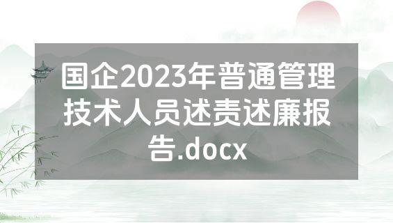 国企2023年普通管理技术人员述责述廉报告.docx
