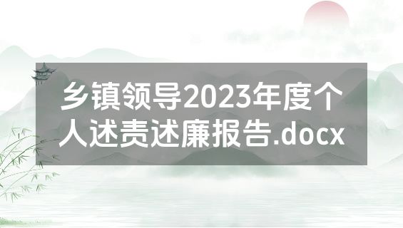 乡镇领导2023年度个人述责述廉报告.docx