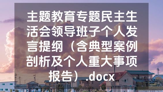 主题教育专题民主生活会领导班子个人发言提纲（含典型案例剖析及个人重大事项报告）.docx