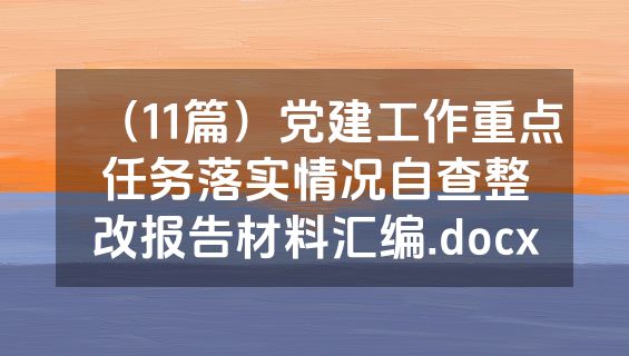 （11篇）党建工作重点任务落实情况自查整改报告材料汇编.docx
