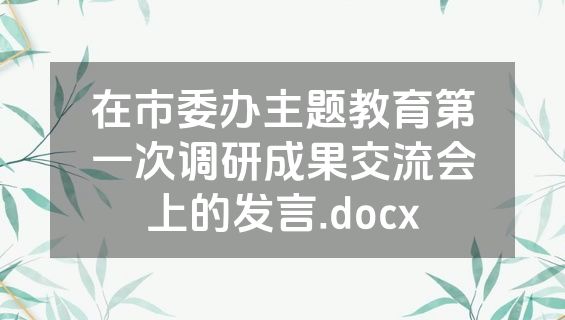 在市委办主题教育第一次调研成果交流会上的发言.docx