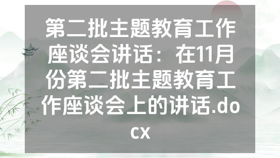 第二批主题教育工作座谈会讲话：在11月份第二批主题教育工作座谈会上的讲话.docx