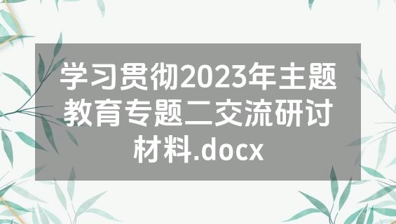 学习贯彻2023年主题教育专题二交流研讨材料.docx