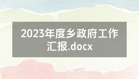 2023年度乡政府工作汇报.docx