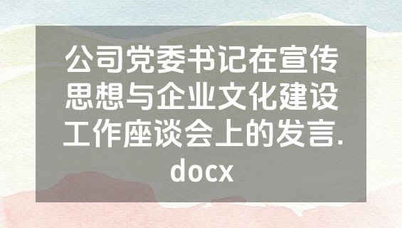 公司党委书记在宣传思想与企业文化建设工作座谈会上的发言.docx