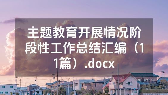 主题教育开展情况阶段性工作总结汇编（11篇）.docx