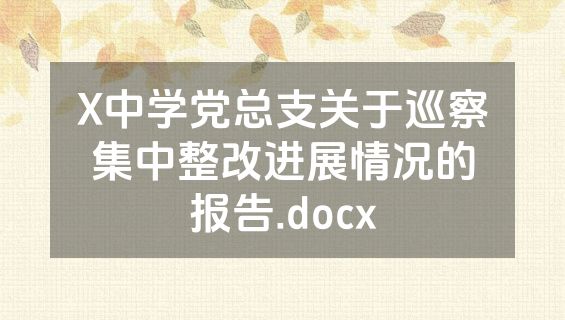 X中学党总支关于巡察集中整改进展情况的报告.docx