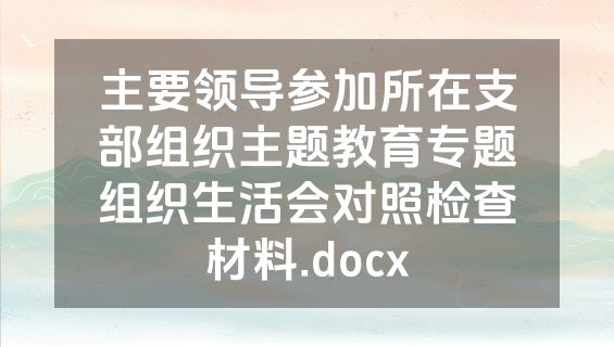 主要领导参加所在支部组织主题教育专题组织生活会对照检查材料.docx