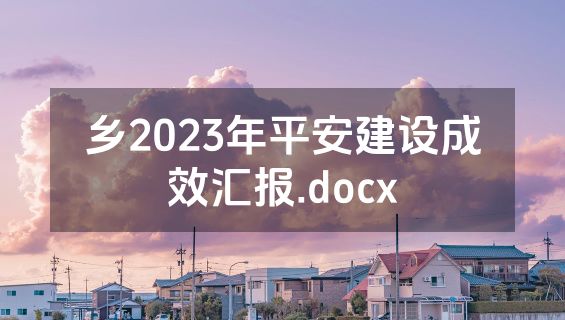 乡2023年平安建设成效汇报.docx