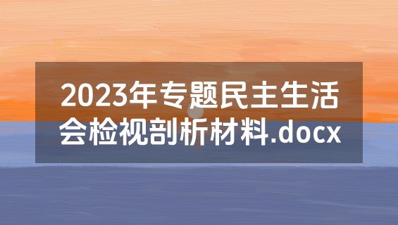 2023年专题民主生活会检视剖析材料.docx