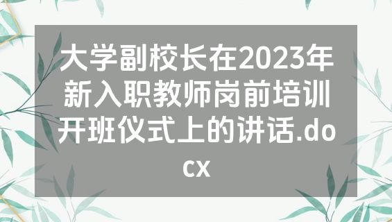 大学副校长在2023年新入职教师岗前培训开班仪式上的讲话.docx